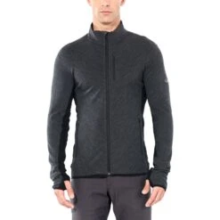 Icebreaker Descender Fleece Jas Heren - Jet HTHR/Black