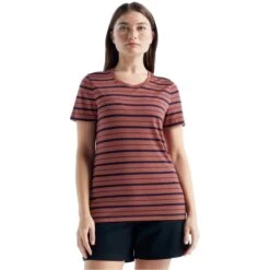 ICEBREAKER W WAVE SS TEE STRIPE GRAPE/MIDNIGHT NAVY/S 22 -Icebreaker 9 105980 w wave ss tee stripe grape midnight navy s ib0a56dj475 02