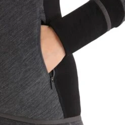 ICEBREAKER W DESCENDER LS ZIP JET HEATHER/BLACK 23 -Icebreaker 9 116052 w descender ls zip jet heather black ib103900a 01 03