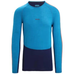 ICEBREAKER MERINO M 125 ZONEKNIT LS CREWE GEO BLUE/ROYAL NAVY/CB 23
