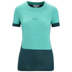 ICEBREAKER MERINO W ZONEKNIT SS TEE FRESH HTHR/GREEN GLORY/CB 23
