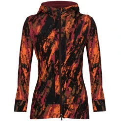 ICEBREAKER W QUANTUM III LS ZIP HOODIE SEDIMENTARY CHERRY/FLASH/BLACK/AOP 23