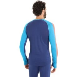 Icebreaker -Icebreaker icebreaker mens 125 zoneknit long sleeve crewe geo blue royal navy 2 1458947