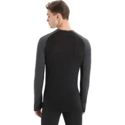 Icebreaker -Icebreaker icebreaker mens 125 zoneknit long sleeve crewe jet hthr black metro hthr 2 1458955
