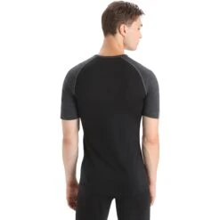 Icebreaker -Icebreaker icebreaker mens 125 zoneknit short sleeve crewe jet hthr black metro hthr 4 1383864