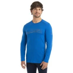 Icebreaker 200 Oasis Crewe Ski Stripes Shirt Met Lange Mouwen Heren - Lazurite