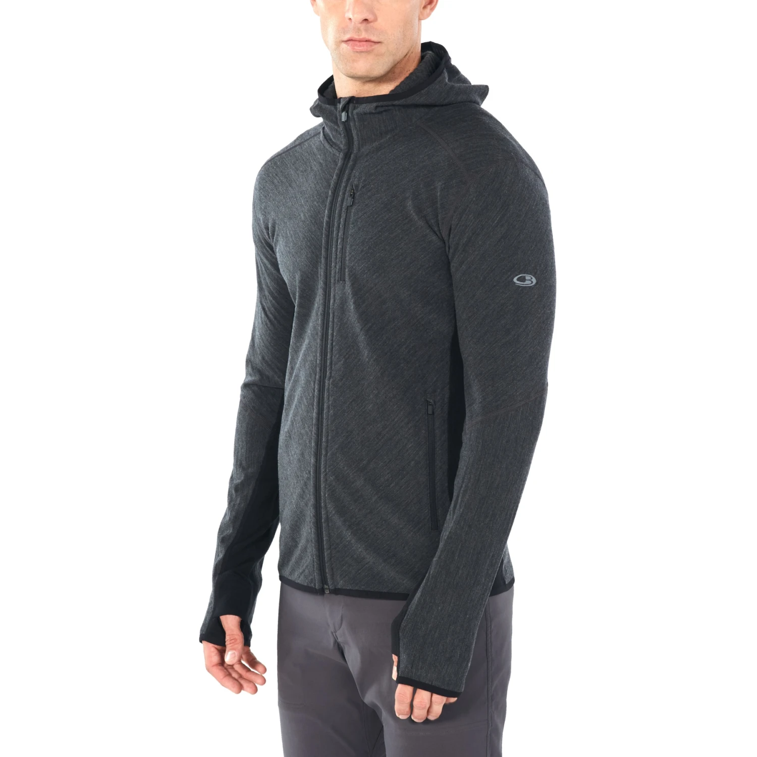 Icebreaker Descender Fleece Jas Met Capuchon Heren - Jet Hthr/Black 6 Icebreaker Descender Fleece Jas Met Capuchon Heren - Jet Hthr/Black - Afbeelding 4