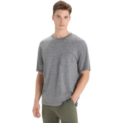 Icebreaker Granary Pocket T-Shirt Heren - Gritstone Hthr