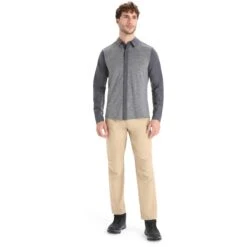 Icebreaker Hike Overhemd Met Lange Mouwen Heren - Monsoon/Gritstone Hthr -Icebreaker icebreaker mens hike long sleeve shirt monsoon gritstone hthr 5 1381666