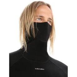 Icebreaker MerinoFine™ Colshirt Heren - Zwart -Icebreaker icebreaker mens merinofine long sleeve roll neck black 4 1263584