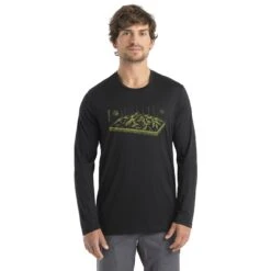 Icebreaker Tech Lite II Alps 3D Shirt Met Lange Mouwen Heren - Zwart