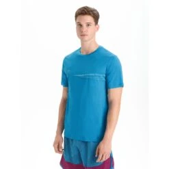 Icebreaker Tech Lite II Cadence Paths T-Shirt Heren - Geo Blue