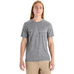 Icebreaker Tech Lite II Cadence Paths T-Shirt Heren - Gritstone Hthr