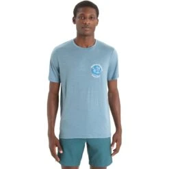 Icebreaker Tech Lite II Icebreaker Earth T-Shirt Heren - Astral Blue