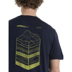Icebreaker Tech Lite II Mountain Layers T-Shirt Heren - Midnight Navy -Icebreaker icebreaker mens tech lite ii mountain layers short sleeve tee midnight navy model 4 1499162