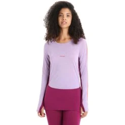 Icebreaker 125 ZoneKnit™ Crewe Shirt Met Lange Mouwen Dames - Purple Gaze/Go Berry