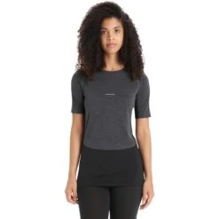 Icebreaker 125 ZoneKnit™ Crewe T-Shirt Dames - Jet Hthr/Black/Metro Hthr