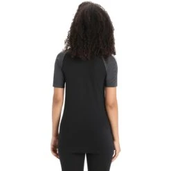 Icebreaker -Icebreaker icebreaker womens 125 zoneknit short sleeve crewe jet hthr black metro hthr 4 1385398