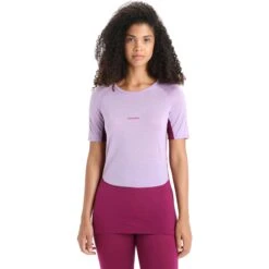 Icebreaker 125 ZoneKnit™ Crewe T-Shirt Dames - Purple Gaze/Go Berry