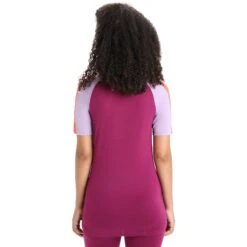 Icebreaker -Icebreaker icebreaker womens 125 zoneknit short sleeve crewe purple gaze go berry 4 1385405