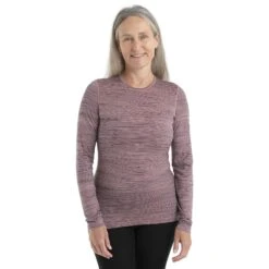 Icebreaker 200 Oasis Crewe Ski Tracks Shirt Met Lange Mouwen Dames - Crystal/Midnight Navy/AOP