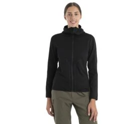 Icebreaker 560 Realfleece™ Elemental II Fleece Jas Met Capuchon Dames - Zwart