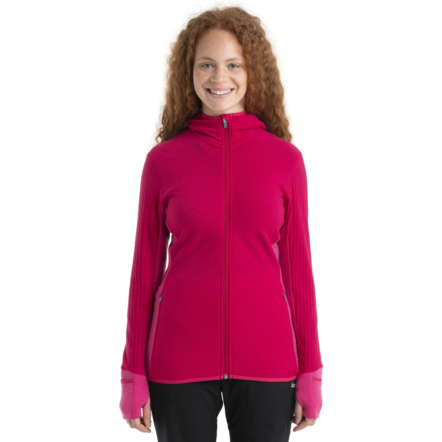 Icebreaker Descender Fleece Jas Met Capuchon Dames - Electron Pink/Tempo 3 Icebreaker Descender Fleece Jas Met Capuchon Dames - Electron Pink/Tempo