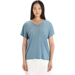 Icebreaker Drayden Reversible T-Shirt Dames - Astral Blue