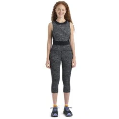 Icebreaker Fastray Topo Lines High Rise 3/4 Tight Dames - Zwart/Snow/AOP -Icebreaker icebreaker womens fastray topo lines high rise 3 4 tights black snow aop model 3 1498699