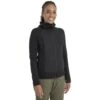 Icebreaker Quantum Hybrid Jas Met Capuchon Dames - Zwart -Icebreaker icebreaker womens quantum hybrid long sleeve zip hoodie black model 1 1535732