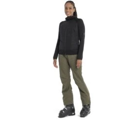 Icebreaker Quantum Hybrid Jas Met Capuchon Dames - Zwart -Icebreaker icebreaker womens quantum hybrid long sleeve zip hoodie black model 3 1535734