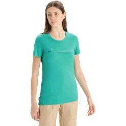 Icebreaker Tech Lite II Cadence Paths T-Shirt Dames - Fresh