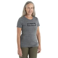 Icebreaker Tech Lite II Glacial Flow Logo T-Shirt Dames - Gritstone HTHR