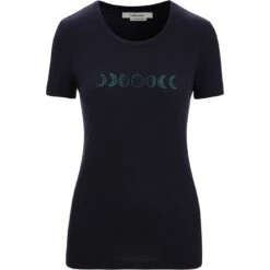 Icebreaker Tech Lite II Moon Phase T-Shirt Dames - Midnight Navy -Icebreaker icebreaker womens tech lite ii moon phase short sleeve tee midnight navy 1 1384675