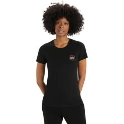 Icebreaker Tech Lite II Natural Alps T-Shirt Dames - Zwart